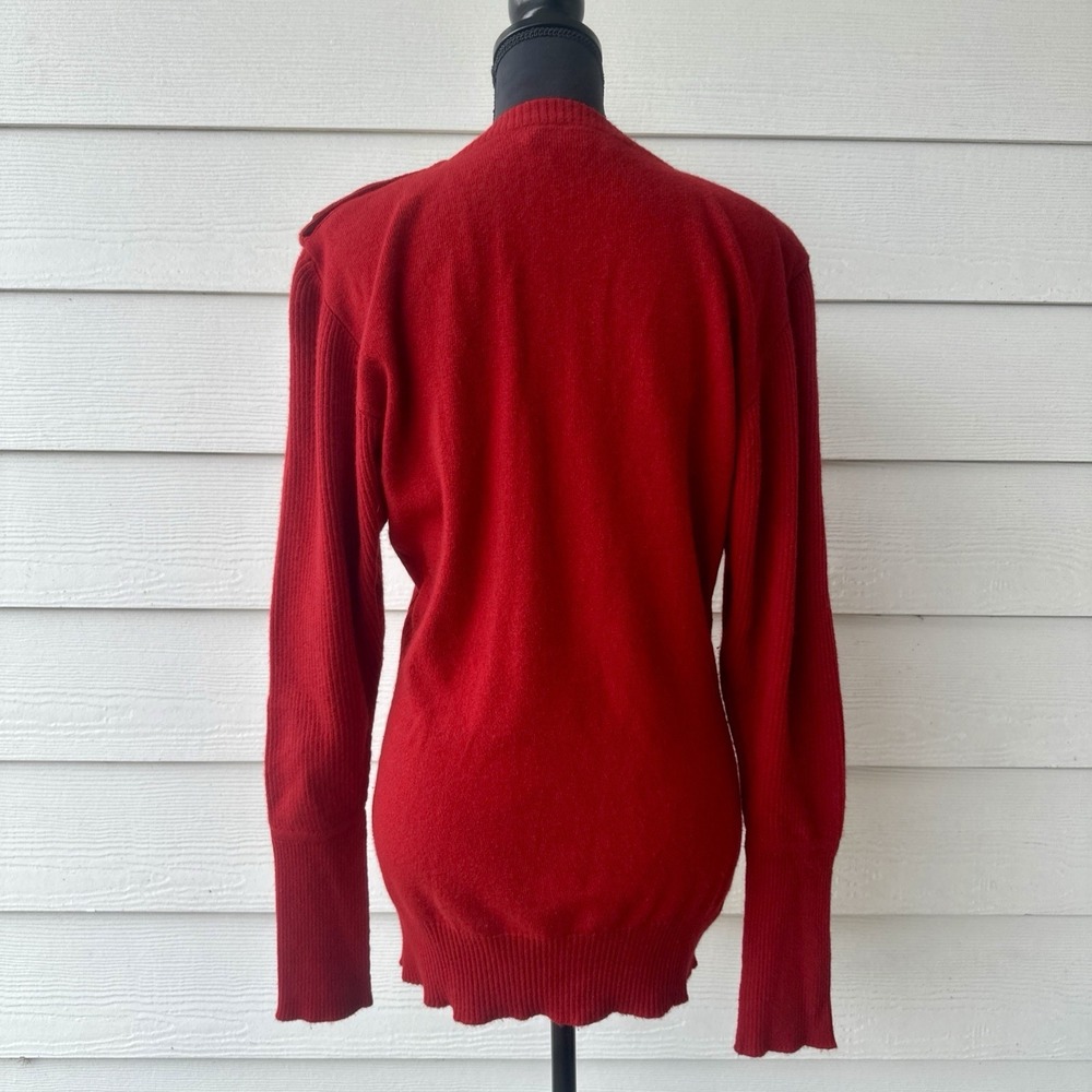 VTG 80s Chanel 100% Cashmere‎ Sweater Womens Large Red Made In Scotland Luxury - Picture 2 of 11